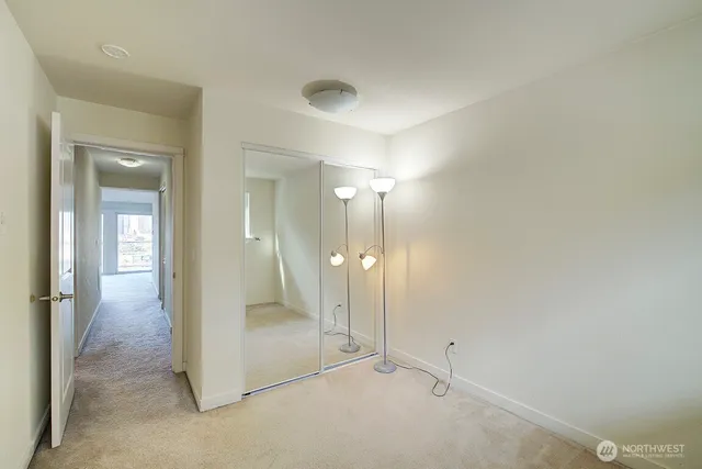 an empty room with closet