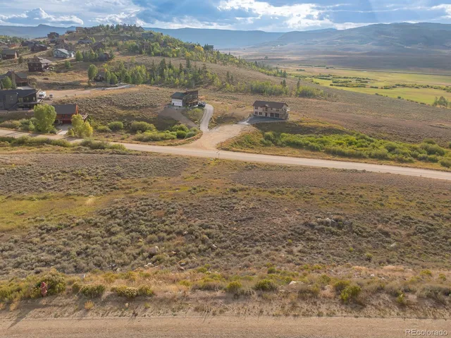 a view of a town with big yard