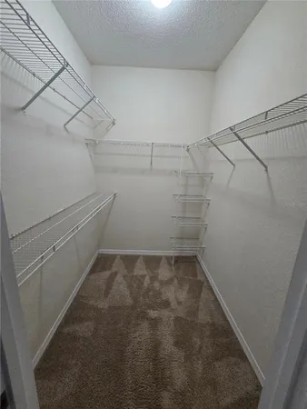 a view of a room with racks on the wall