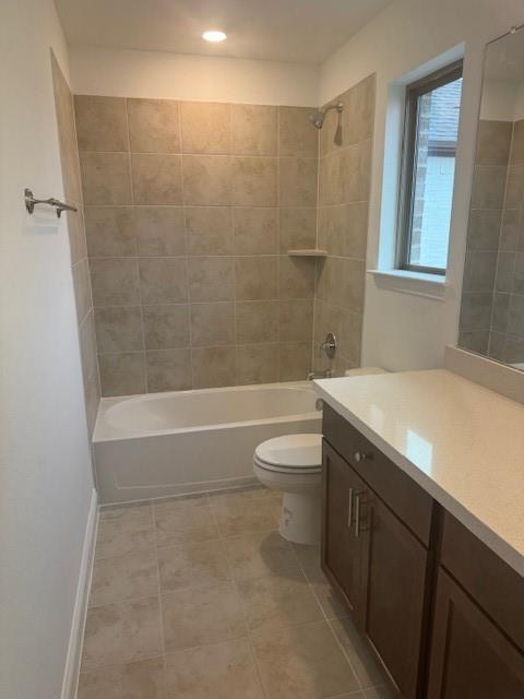 3108 Windecup Road Celina, TX 75009 - Photo 26 of 31 a bathroom with a granite countertop sink a toilet and shower