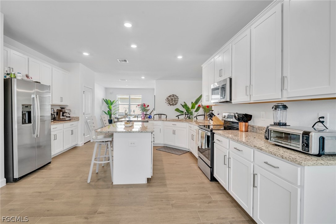 17388 Walnut Run Drive Alva, FL 33920 - Photo 6 of 24 a kitchen with white cabinets and stainless steel appliances
