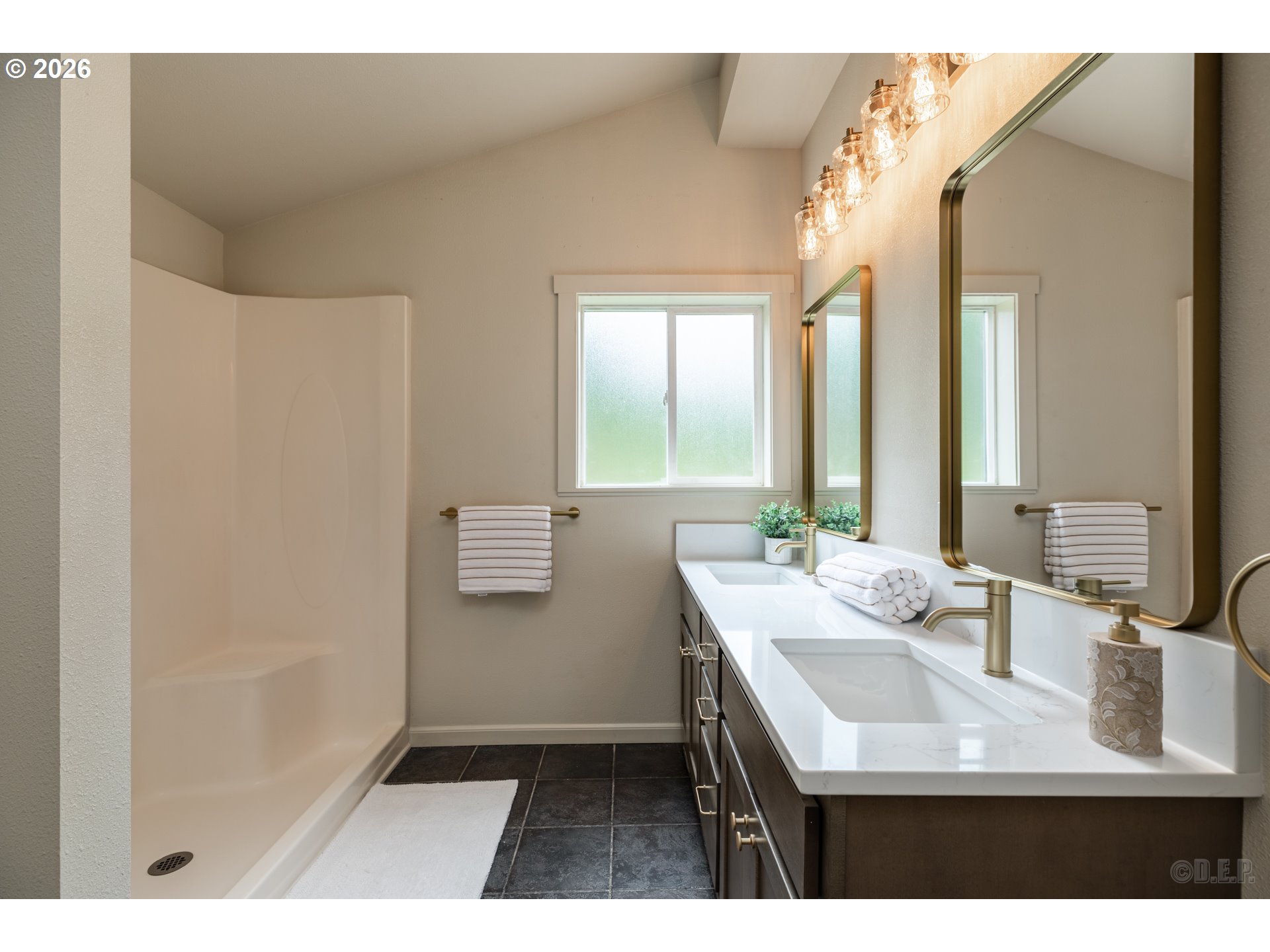 29234 Thistle Hill Road Rainier, OR 97048 - Photo 14 of 33 a bathroom with a sink a mirror and a shower