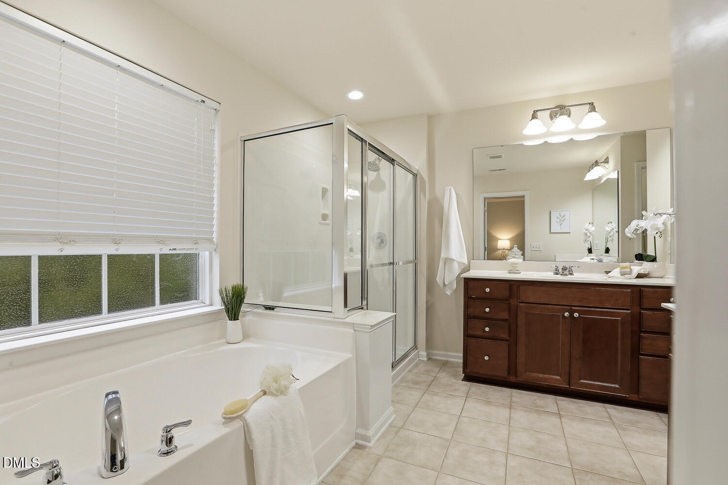 2510 Silverpalm Street Raleigh, NC 27612 - Photo 36 of 65 a spacious bathroom with a tub sink shower and mirror