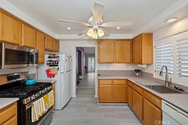 a kitchen with lots of counter top space