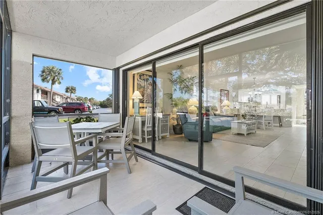 a dining room with furniture