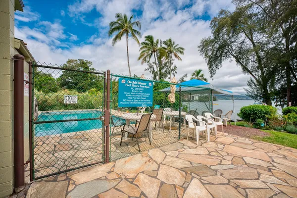 a view of outdoor space yard deck patio and swimming pool