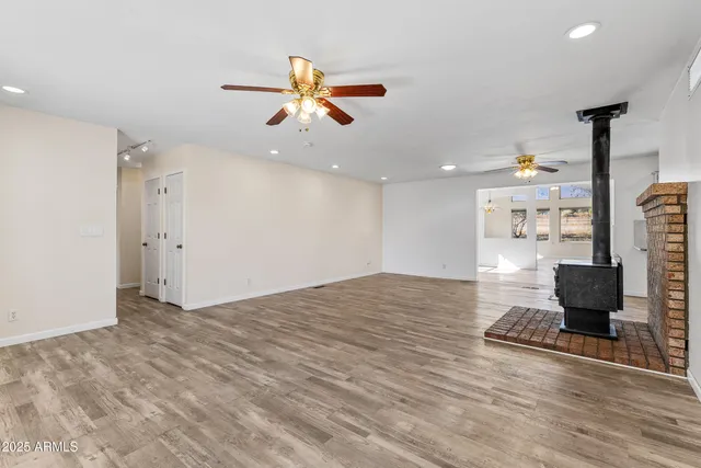 a view of a room with a chandelier