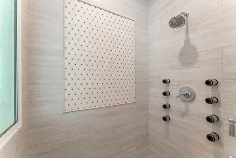 a bathroom with a shower