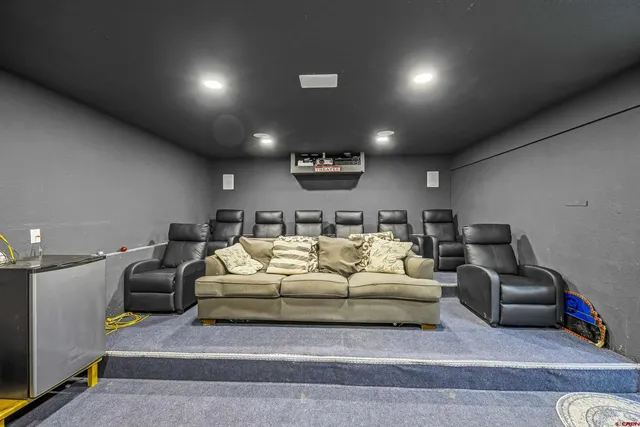 a projector room with a couch
