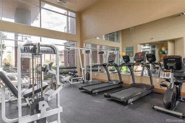 a view of a room with gym equipment