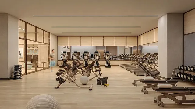 a view of a room with gym equipment