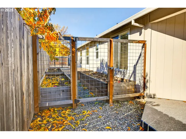 a view of a yard and mountain