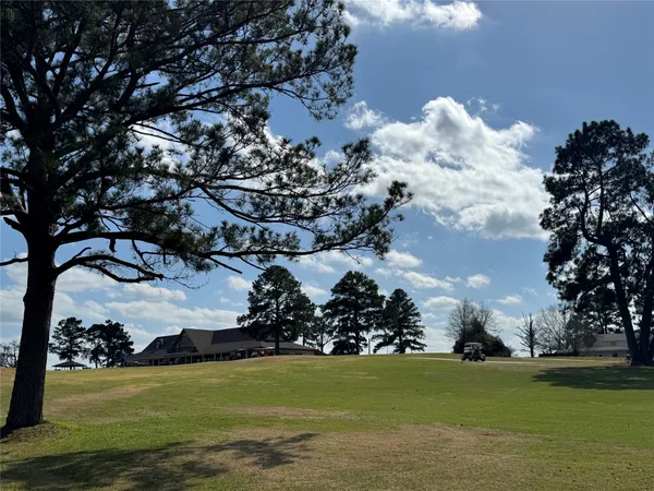 a view of a golf course with a lake