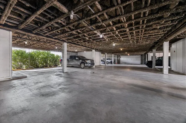 a view of a big room with wooden walls