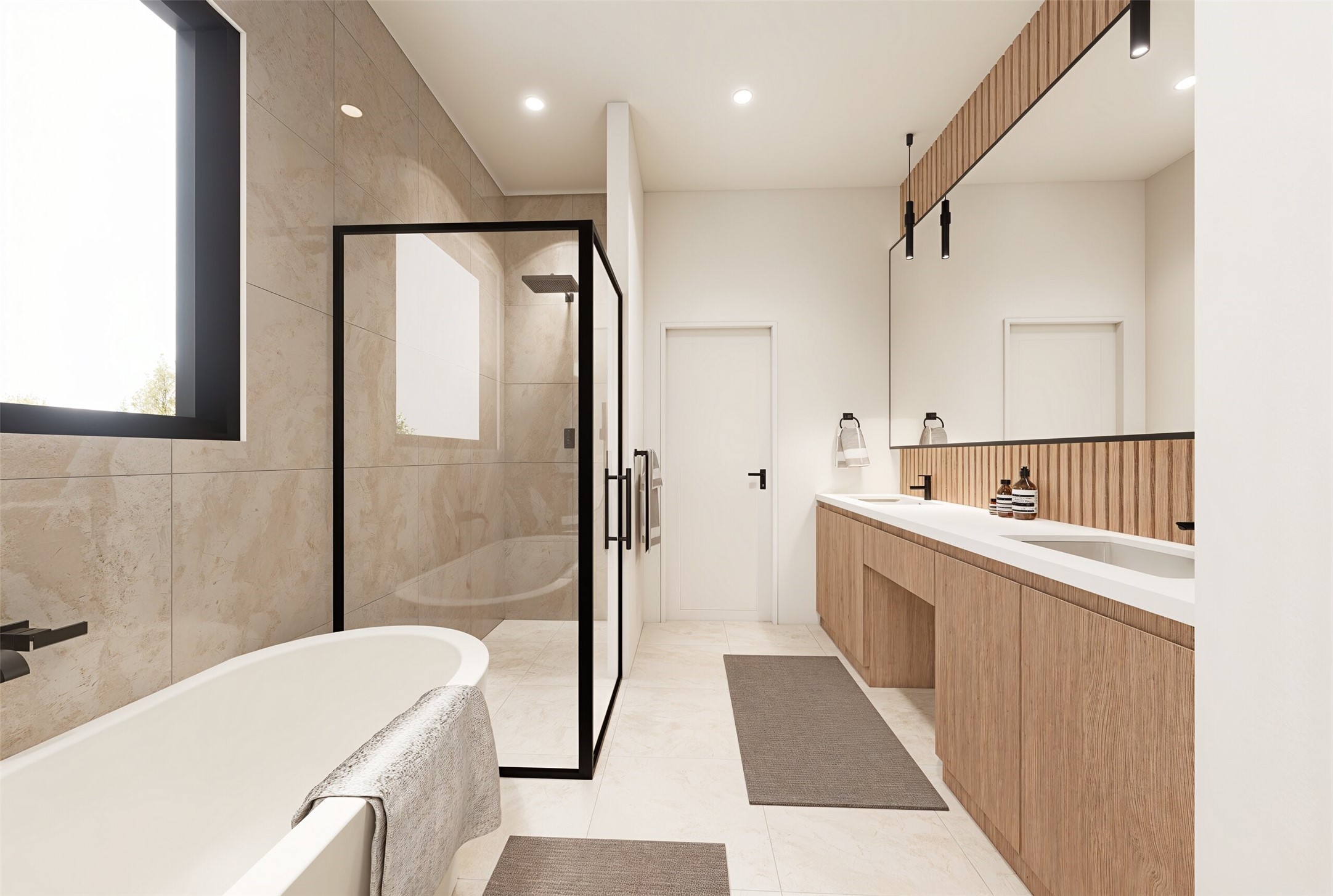 2416 Sherwin Street Houston, TX 77007 - Photo 19 of 25 a bathroom with a tub a sink a mirror and a shower