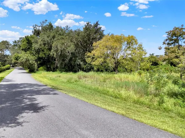 a view of a yard with a house in the background