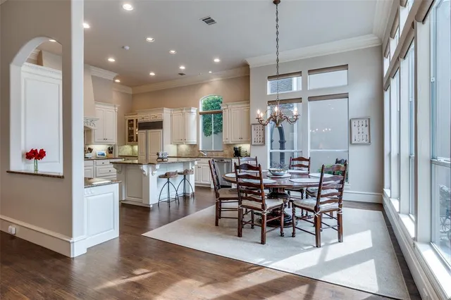 a view of a dining area with furniture