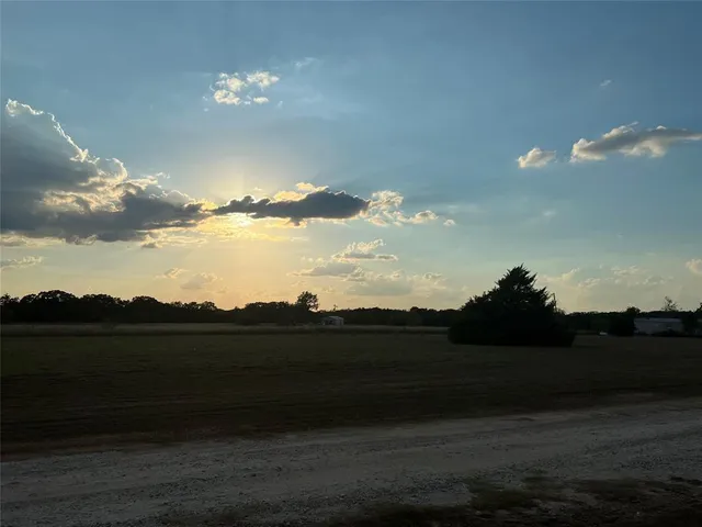 a view of dirt field with trees