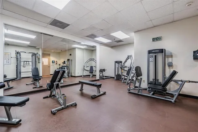 a view of a room with gym equipment