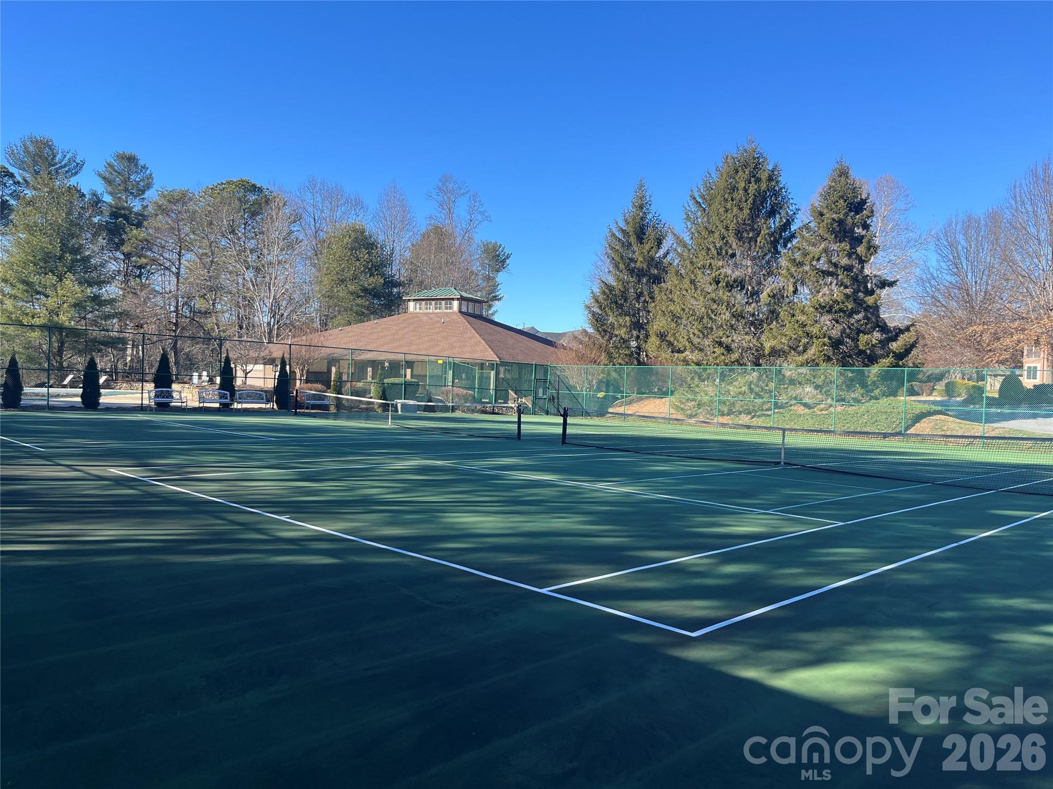 1002 Deermouse Way Hendersonville, NC 28792 - Photo 39 of 42 a view of a tennis ground with large trees