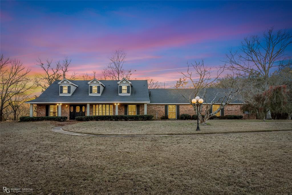 Stately twilight front of home