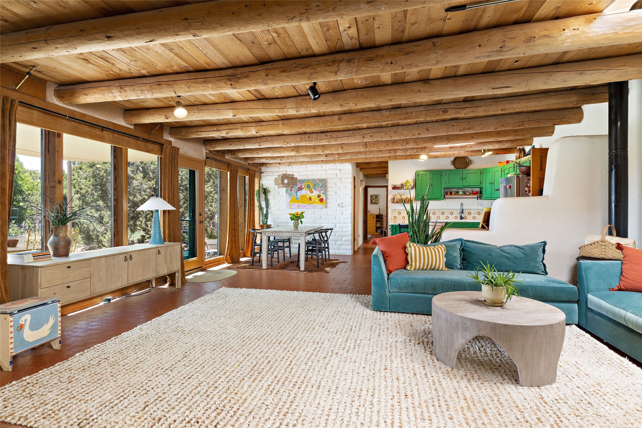 Open kitchen, living and dining