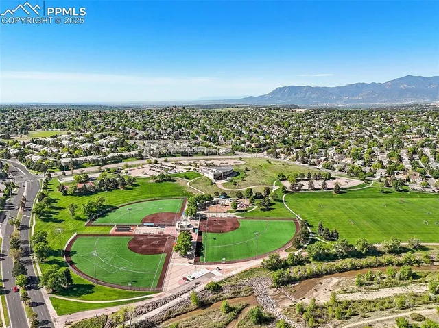 an aerial view of a city