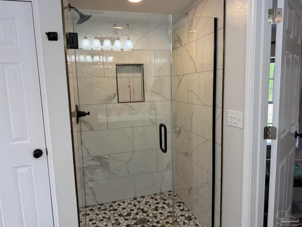 a bathroom with a shower