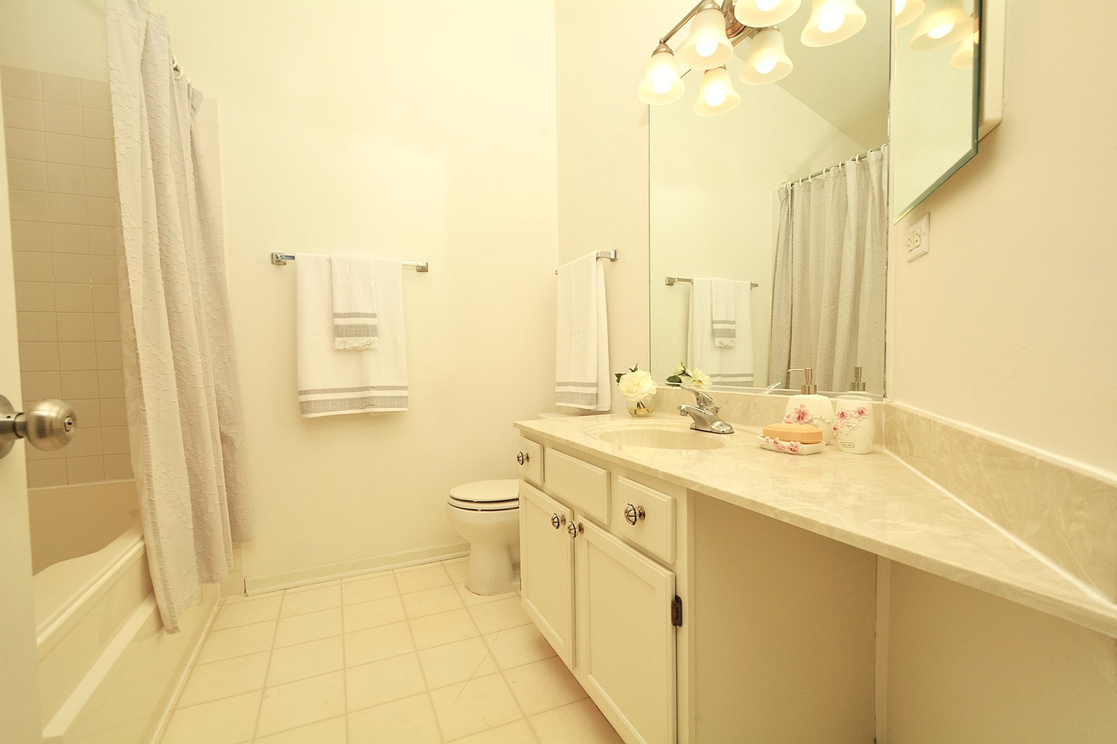 2974 Waters Edge Circle Aurora, IL 60504 - Photo 9 of 13 a bathroom with a granite countertop sink a toilet and a mirror