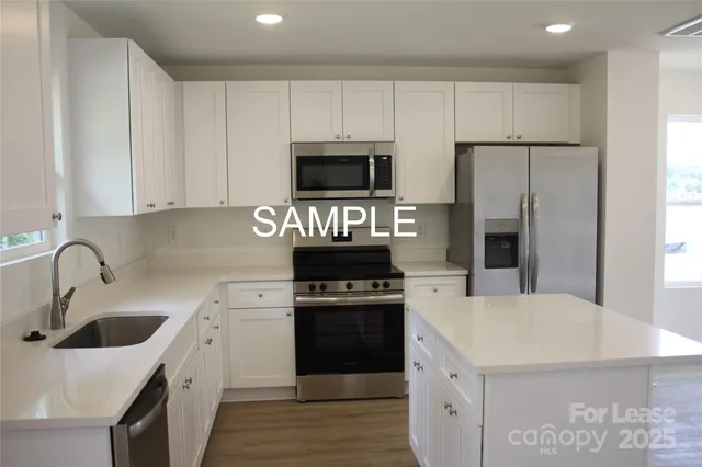 a kitchen with a sink a stove and refrigerator