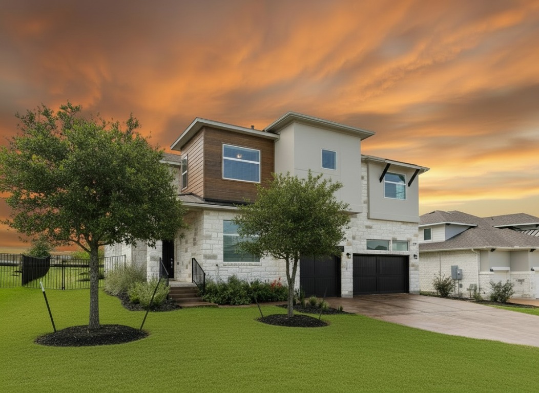 a house view with a garden space