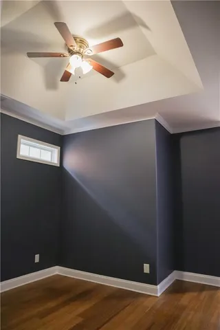 a view of a livingroom with wooden floor