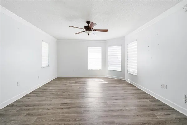 a backyard of a house with lots of green space