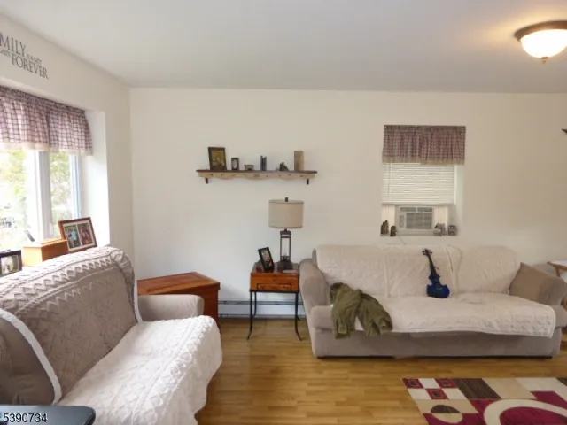 a living room with furniture and a rug