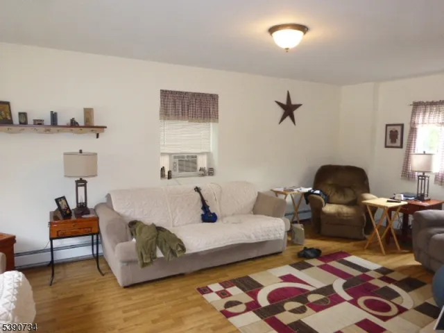 a living room with furniture and a rug