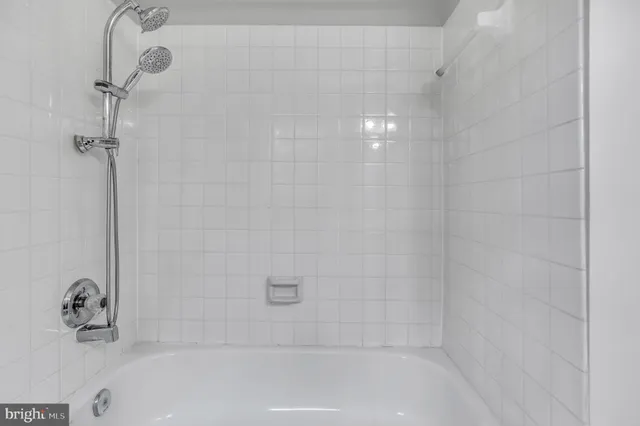 a bathroom with a bathtub