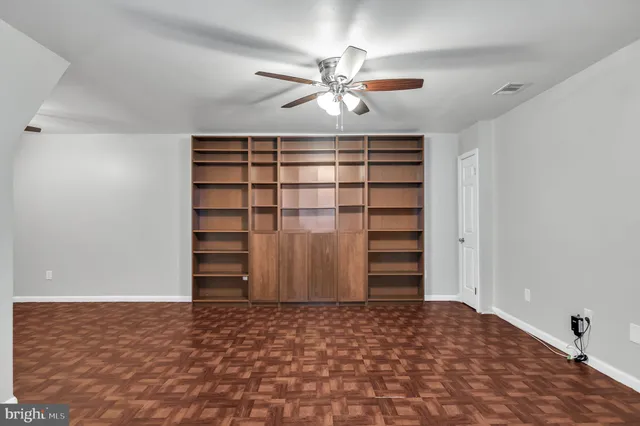 a view of room with closet and stairs