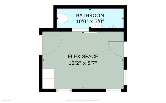 a picture of a bench in front of a door