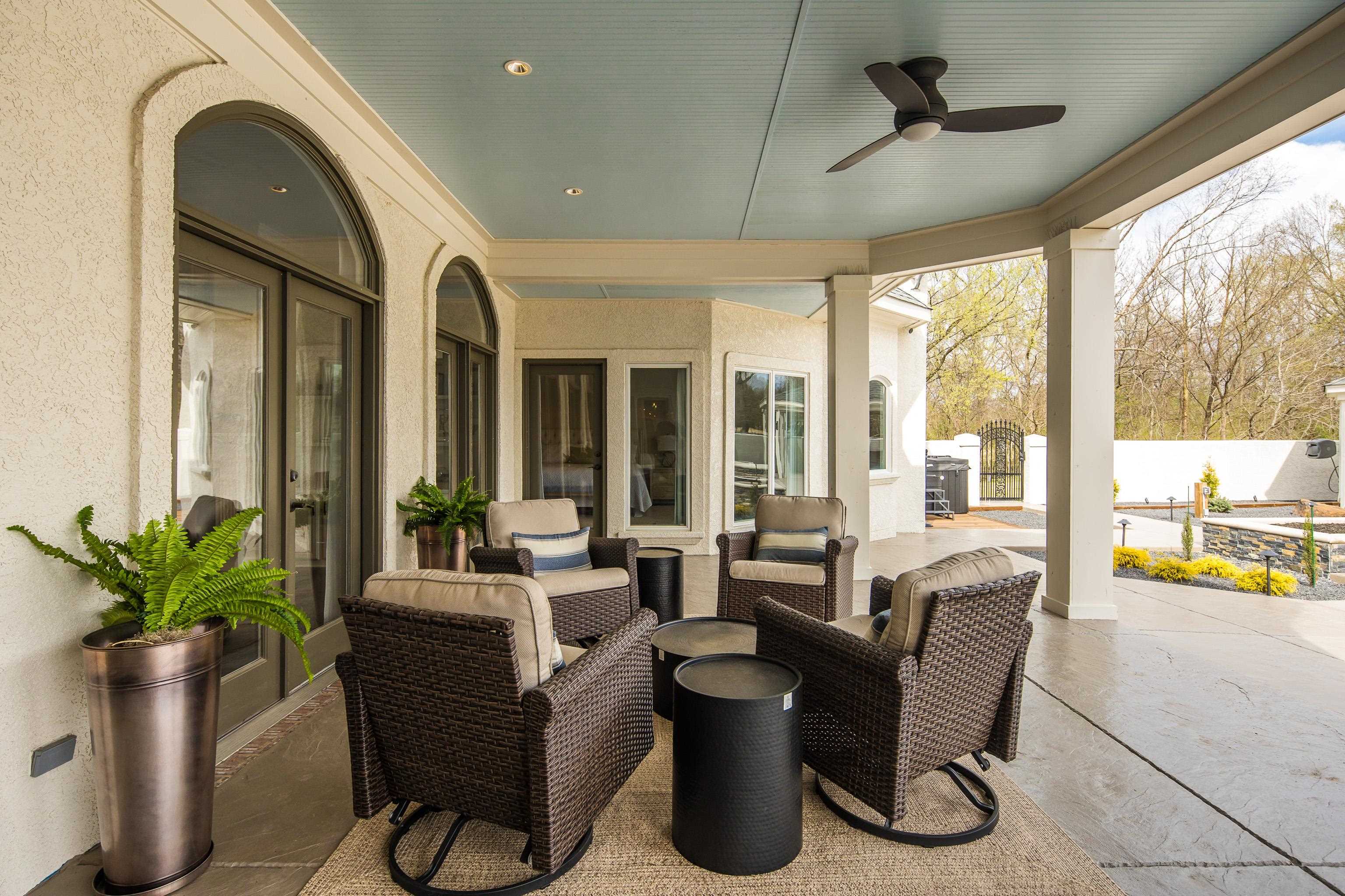 10471 Collierville Road Collierville, TN 38017 - Photo 25 of 40 View of patio / terrace with an outdoor living space, a ceiling fan, and fence