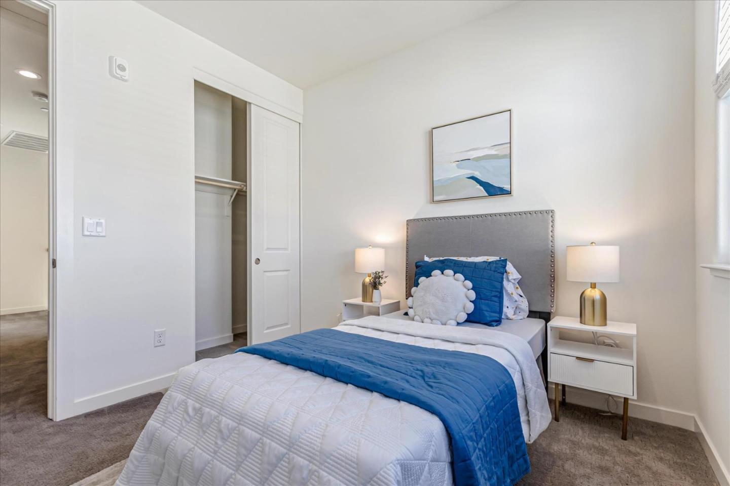 1907 Joshua Tree Circle Milpitas, CA 95035 - Photo 18 of 37 a bedroom with a bed and a lamp