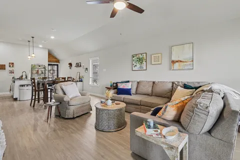 a living room with furniture