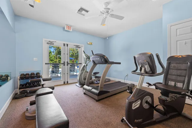 a view of a room with gym equipment