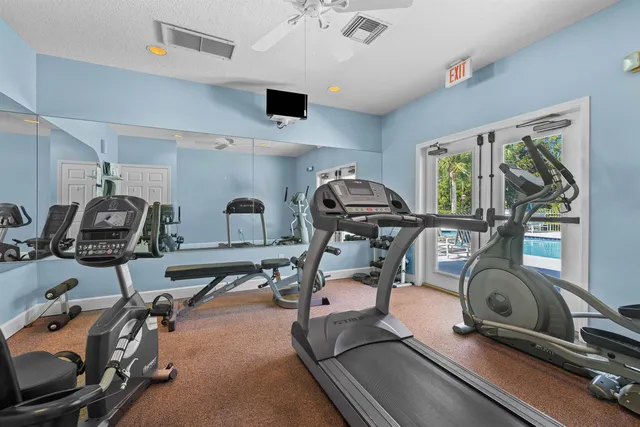 a view of a room with gym equipment