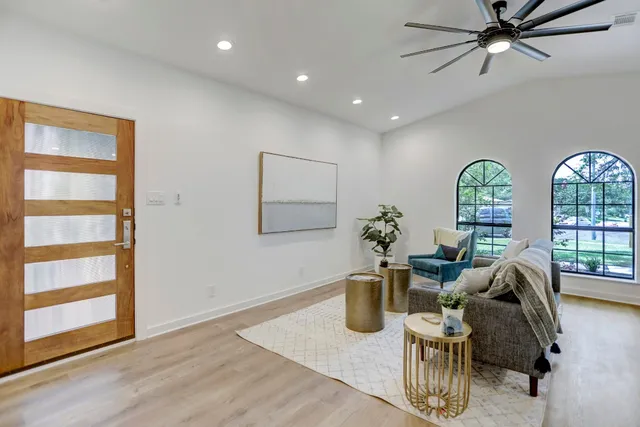 a living room with furniture
