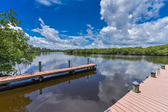 a view of a lake with houses