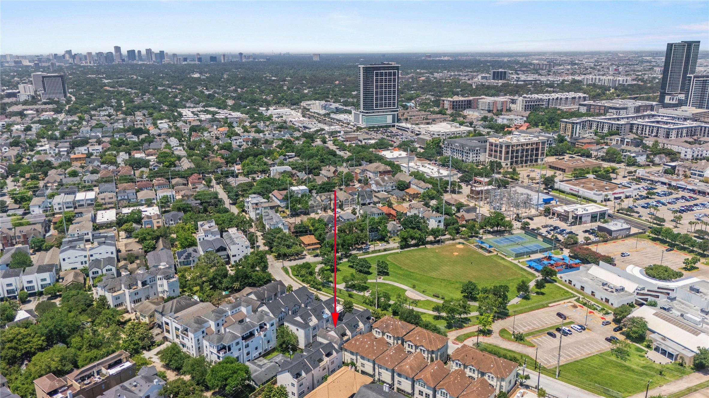 1537 Haddon Street Houston, TX 77006 - Photo 47 of 48 Please note the location of your future home marked with read arrow on this pictures. It features a nearby park with sports facilities across the street, and is in walking distance to the River Oaks Shopping center and Dinning areas.