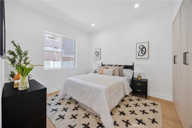 a room with a bed and a table