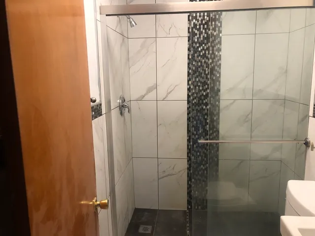 a bathroom with a shower