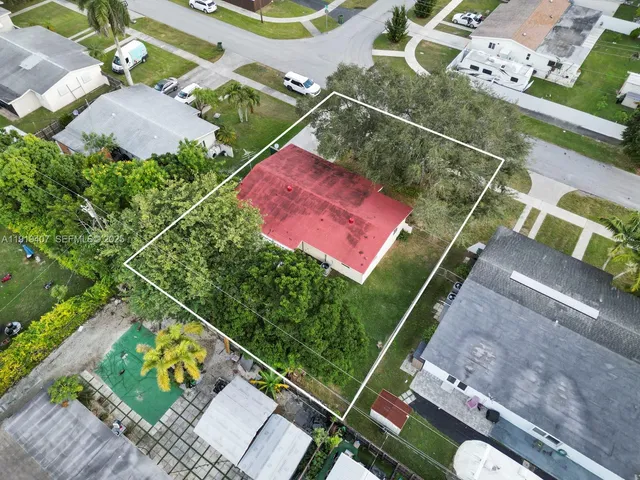 an aerial view of a house