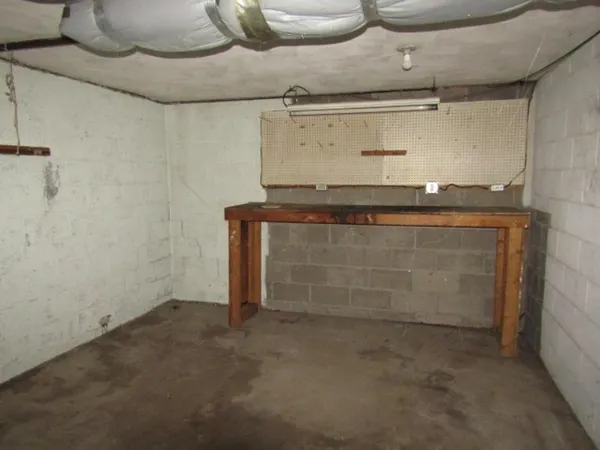 a view of a bathroom with a bathtub